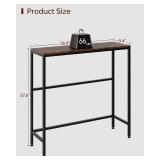 Narrow Entryway Console Table & Sofa Side Table - Industrial Brown Hallway Table for Small Spaces, Behind Couch Table, Multi-Functional Living Room Bedroom Office Furniture, 26.9\" L x 9.4\" W x 27.6\