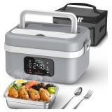 ODSD Cordless Electric Lunch Box for Adults, 16000mAh Rechargeable Self-Heating Lunch Box Food Warmer with Timer & Adjustable Heating, 34oz/1L Container with Insulated Bag for Office Car Outdoor