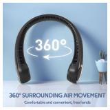 Portable Neck Fan, Hands Free Bladeless, 360Â° Cooling Personal Fan,Wearable Quiet Fan for Outdoor Indoor, Birthday Gifts for Men Women Mom Dad, 4000mAh Battery USB Rechargeable, 3-Speeds( Black)