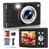 2025 New Digital Camera, 56MP FHD 1080P for Kids with 16x Digital Zoom Anti Shake, Face Detect, Smile Capture, 32GB TF Card, Battery, Lanyard, a Great Gift for Boys & Girlsï¼Blackï¼