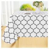 Smiry Rectangle Table Cloth, Waterproof Vinyl Tablecloth with Flannel Backing for Rectangle Tables, Wipeable Spillproof Plastic Tablecloths for Dining, Camping, Indoor and Outdoor (60\"x120\", White)