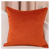 Yangest Orange Square Throw Pillow Cover Wavy Velvet Cushion Cover Modern Zippered Pillowcase for Sofa Couch Bedroom Living Room Chair, 20 x 20 Inch
