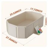 IcyByte Collapsible Baby Bathtub for Newborns to Toddlers, Foldable Infant Bath Tub with Non-Slip Base, Large Portable Travel Shower Basin for Small Spaces, Camping, Easy Storage, White