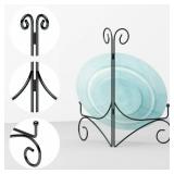 HEMYLU Iron Plate Stand for Display with Folding Design, Picture Stands for Tables, 12 Inch Large Easels for Displaying for Book, Art Piece, Photo and Platter, 12ââ Black