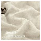 LAMIT Natural Linen Semi Sheer Curtains 80 Inch Length, Light Filtering Neutral Window Curtains Farmhouse Boho Back Tab and Rod Pocket Panels, Natural Cream Ivory, 2 Panels, 52 x 80 Inch