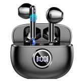 Wireless Earbuds, 2025 Bluetooth 5.3 Headphones HiFi Stereo Ear buds with ENC Noise Cancelling Mics, 40H Bluetooth Earbuds with Dual LED Display, IP7 Waterproof in Ear Earphones for Android iOS, Black