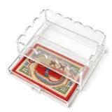 Clear Acrylic Trays for Needlepoint with Insert Drawer 5\" x 7\", HKKZYT Small Scalloped Acrylic Tray Organizer for Photos, Art, Napkin, Fabric, Messages Display Basket