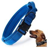 Tactical Dog Collar, Adjustable Military Training Nylon Dog Collar with Control Handle and Heavy Quick-Release Metal Buckle for Small Medium Large Dogs, Dark Blue S