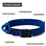 Tactical Dog Collar, Adjustable Military Training Nylon Dog Collar with Control Handle and Heavy Quick-Release Metal Buckle for Small Medium Large Dogs, Dark Blue S