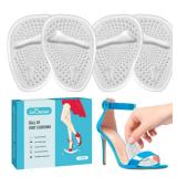 ZUCNANA Ball of Foot Cushions (2 Pairs Gel Shoe Inserts), Heel Inserts for Women, Non Slip Heel Pads, Heel Cushions for Women Foot Pain Relief and Comfort, One Size Fits Any (Clear)