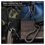 PJYTAC Black Titanium Carabiner for Keys Small Keychain Quick Release Key Clip with Bottle Opener Holder for Men and Women Gifts for Him