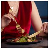 LIANYU 20 Piece Matte Gold Silverware Set, Stainless Steel Gold Flatware Cutlery Set for 4, Fancy Kitchen Utensil Tableware for Home Restaurant Party, Satin Finish, Dishwasher Safe