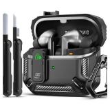 MCTOPZO Lock Fit Designed for Samsung Galaxy Buds3 FE (2025) / Buds3 Pro (2024) / Buds 3 Case (2024),with Cleaning kit Full Body Shockproof Carbon Fiber Protection Design