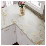 VEELIKE Beige Gold Liquid Marble Contact Paper for Countertops Waterproof Peel and Stick Countertops Matte Marble Wallpaper for Kitchen 15.7