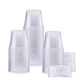 GUSTO [5.5 oz. - 100 Count Clear Disposable Plastic Portion Cups with Lids - SoufflÃ© Cups, Jello Shot Cups With Lids, Plastic Containers Perfect for salad Dressing and More- Formerly Comfy Package