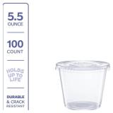 GUSTO [5.5 oz. - 100 Count Clear Disposable Plastic Portion Cups with Lids - SoufflÃ© Cups, Jello Shot Cups With Lids, Plastic Containers Perfect for salad Dressing and More- Formerly Comfy Package