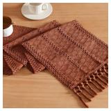 ZeeMart Macrame Style Boho Table Runner, Terracotta Table Runners 36 Inches Long, Farmhouse Woven Home Decor, 12x36 Inch, Terracotta