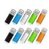 RAOYI 10 Pack 32GB USB Flash Drives USB 2.0 Memory Stick Bulk Thumb Drives Thumb Drive Jump Drive (5 Mixed Colors: Black Blue Green Orange Silver)