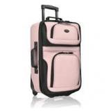 U.S. Traveler Gray Canvas suit case color pink