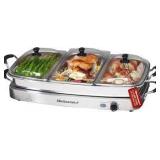 Elite Gourmet 7.5Qt Stainless Steel Buffet Server (one lid damaged)
