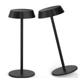 EppieBasic Cordless Table Lamp, Cordless Rechargeable Table Lamp Black 2 Pack Portable & Minimalist Design-Battery Powered, 3 Colors Stepless Dimming Metal Touch Lamps for Living Room, Dining, Desk - 