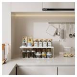 Asiingkel Stackable Expandable Metal Shelf Organizer - Adjustable Wire Storage Rack with Holes for Kitchen, Bathroom, Cabinet, Office - Space Saving, Durable & Sturdy Design 1PACK/Large/White - Retail