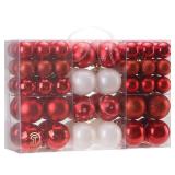 Sea Team 86-Pack Shatterproof Red Christmas Ball Ornaments Set, Assorted Multi-Sized Hanging Baubles, Xmas Tree Decorations, Seasonal DÃ©cor for Holiday Wreath Garland, Hooks Included - Retail: $26