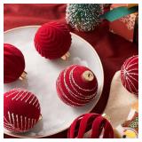 Christmas Balls Ornaments, 12 Pcs White Bulk Flocked Ornaments Set, Multicolor Xmas Tree Decorations for Christmas Tree Holiday Wreath Garland Decor (Christmas Red&Gold) - Retail: $20
