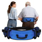 Rhino Valley Gait Belt for Senior with 7 Handles, 59" Anti-Slip Gate Belts Medical for Elderly, Transfer Belt with Quick Release Buckle, Elderly, Physical, Handicap, Bariatric Therapy, Blue & Black - 
