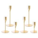 ECHFSM French Gold Taper Candle Holders for Wedding Table Centerpiece,Tall Taper Candlestick Holders Bulk Set of 6,Metal Candle Stick Holders for Dinning or Mantel Centerpiece,Party Home Decor - Retai