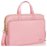 Lausiax Laptop Case Bag Women Men Computer Sleeve Compatible with MacBook/Dell/HP/Acer/ASUS, Waterproof Shoulder Carrying Briefcase, Pink, 15.6-16 Inch - Retail: $17