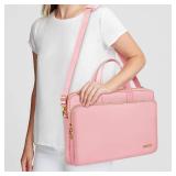 Lausiax Laptop Case Bag Women Men Computer Sleeve Compatible with MacBook/Dell/HP/Acer/ASUS, Waterproof Shoulder Carrying Briefcase, Pink, 15.6-16 Inch - Retail: $17