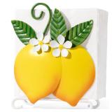 Shinlar Lemon Napkin Holder for Table - Tissue Holder for Spring Home Decor, Vintage Home Yellow Kitchen Counter Decor and Accessories, Lemon Housewarming Gifts for Women, 3D Handmade Pattern, Metal -
