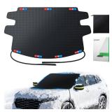Zanch Upgrade Windshield Cover for Ice & Snow [Fast Install & Removal] 600D Oxford Fabric Against Magnetic Fit Snow, Ice, Frost, Winter Accessories - Fit for Sedan,Small to Mid-Size SUVs - (69