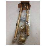 ENJOYBASICS No Drill Curtain Rods for Window 28 to 47 Inches, 5/8 Inch Diameter Renter Friendly Drapery Rod with Adhesive Brackets without Drilling, Adjustable from 27 to 52 Inches, Gold - Retail: $15