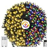 MZD8391 Color Changing Christmas String Lights Outdoor Indoor, 108FT 300 LED Warm White Multi Color Fairy Light, END to END CONNECTABLE, Waterproof Christmas Tree Lights with Timer Remote - Retail: $1