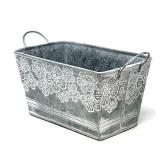 allgala Galvanized Planter Pot Indoor and Outdoor Decoration-Rectangle Grey-7"-HD88317 (Slightly Bent) - Retail: $15