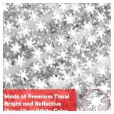 50 FT Christmas Decorations Tinsel Garland, Christmas Snowflake Garland Xmas Shiny Twist Metallic Garlands Decorations for Xmas Tree Home Indoor Outdoor Holiday Xmas Party Decor - Retail: $22