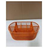 EasyPAG Mesh Pen Holder Desk Organizer with Drawer Stationery Supplies Organizer for Dorm School 9 Compartments Workspace Desk Accessories Organization for Office, Orange - Retail: $15