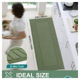 BEQHAUSE-Kitchen-Rugs-Non Slip-Kitchen-Mats-for-Floor Machine Washable Kitchen Rugs Absorbent Kitchen Carpet with TPR Non Skid Backing,Green, 24x60 - Retail: $36