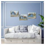 HOMEOART Farmhouse Wall Art Country Barn Painting Picture Farmhouse Wall Decor Framed Ready to Hang 12x16inch 3pk (Blue) - Retail: $29