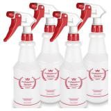 Uineko Plastic Spray Bottle (4 Pack, 24 Oz, All-Purpose) Heavy Duty Spraying Bottles Leak Proof Mist Empty Water Bottle for Cleaning Solution Planting Pet with Adjustable Nozzle and Measurements - Ret