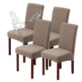 Genina Waterproof Dining Room Chair Covers Stretch Parsons Chair Slipcovers for Dining Room Kitchen Chair Protector Cover, Removable, Washable (4, Pattern1-Taupe) - Retail: $31