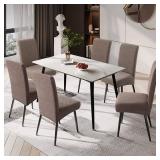 Genina Waterproof Dining Room Chair Covers Stretch Parsons Chair Slipcovers for Dining Room Kitchen Chair Protector Cover, Removable, Washable (4, Pattern1-Taupe) - Retail: $31