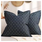 ZWJD Pillow Covers 18x18 Set of 2 Soft Polyester Textured Pillow Covers with Stylish Flange Edge Cozy Farmhouse Throw Pillows for Couch Bed Sofa Living Room - Retail: $19