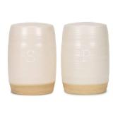 Nat & Jules Raw Bottom White 3 x 2 Ceramic Salt and Pepper Shaker 2 Piece Set - Retail: $17