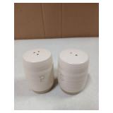 Nat & Jules Raw Bottom White 3 x 2 Ceramic Salt and Pepper Shaker 2 Piece Set - Retail: $17