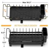 masadi Small Dish Drying Rack - Expandable Sink Dish Drying Rack Over Sinks with Drying Tray, Dish Drainer for Kitchen Counter with Adjustable Cutlery Holder, Space-Saving for Small Kitchens, Black - 