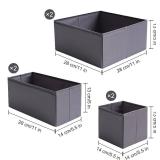 TYEERS Drawer Organizers, Durable Fabric, Washable, with Base Support Boards, Small Storage Boxes for Bathroom, Closet, Dresser, Set of 6, Dark Grey