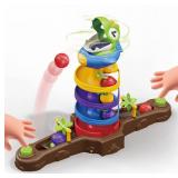 Dinosaur Ball Drop Toy for 3 4 5 6 7 8 Years Old Kids, Dino Spin Twister Toddlers Toy, Shoot Balls Toddler Montessori Toys Gifts for 3-6 Year Old Boys Girls, 2 Players PK Mode - Retail: $37